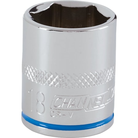 Channellock 3/8'' Drive 18 mm 6-Point Shallow Metric Socket 302730
