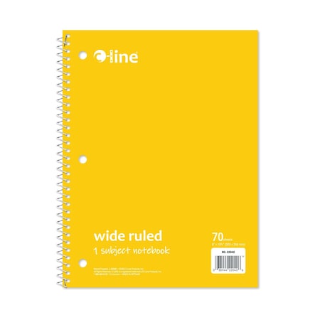 C-Line Products 8-1/2" x 10-1/2" Yellow Wide Ruled 1-Subject Spiral Notebook, 1/EA, 24EA/CT 22040-CT
