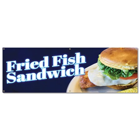 Signmission Fried Fish Sandwich, 24 Inch, Banner B-72-30379