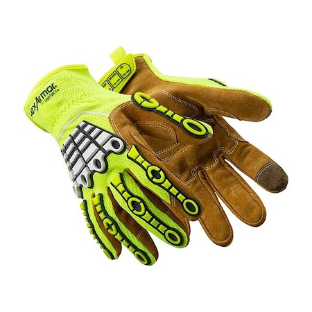 Hexarmor Chrome Mechanics Gloves, Leather Palm, Tan/Yellow 4091IMP-L (9)