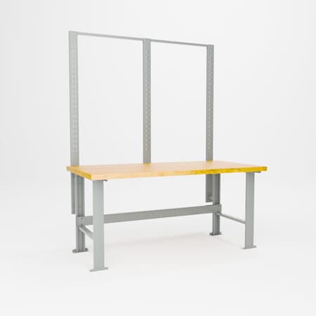 Pucel Versatile Modular Workbench, Hardwood Top, 72 in W x 84 in H x 36 in D, Gray VMW-3672-W