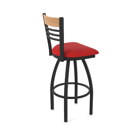 Holland Bar Stool Co Eleanor 25in Swivel Counter Stool with Black Wrinkle Finish, Medium Back and Canter Red Seat 880