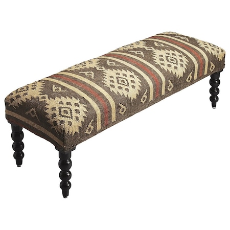 Homeroots 48in Brown Upholstered Wool Southwest Distressed Bench 389204