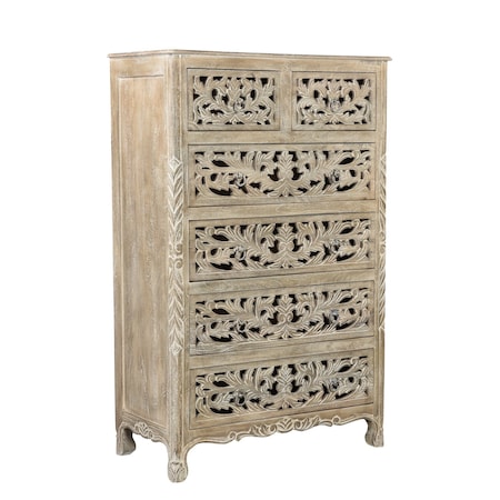 Homeroots 35" Gray Solid Wood Six Drawer Chest 521241