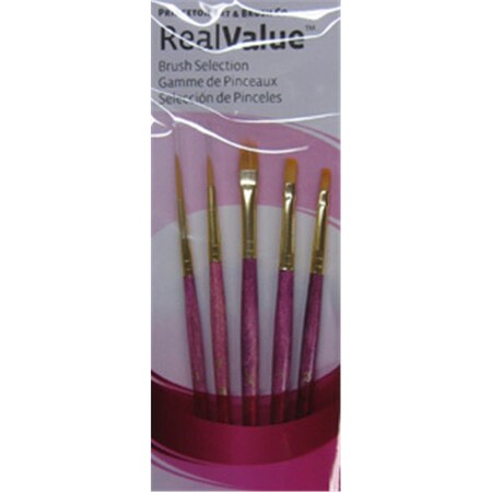 Princeton Artist Brush Co Princeton Brush  Real Value Short Handle Set- Synthetic Golden Taklon - Set Of 5 9184B