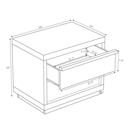 Manhattan Comfort Navis 26 in Nightstand in Whitewashed Oak (2-Drawer) NS1771-1