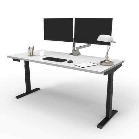 We'Re It Electric Sit Stand Desk, 46.25 H, 30 W X Laminate wood, metal, Black, White VL23BLK7230-459