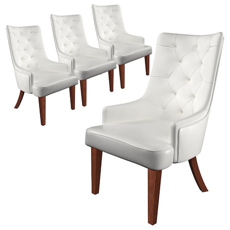 Leisuremod Spruce Collection Modern Wooden Dining Chair in White, 4PK SC24W4
