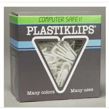 Plastiklips Paper Clips Large Size WHITE, 200PK PL39792