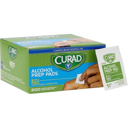 Medline Curad Sterile Alcohol Prep Pads, Medium, 2-Ply, 200/Box CUR45581RBI