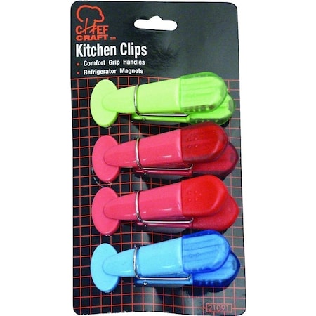 Chef Craft Magnetic Memo Clip Set, 3-1/2 in W, Blue/Green/Purple/Red 21091