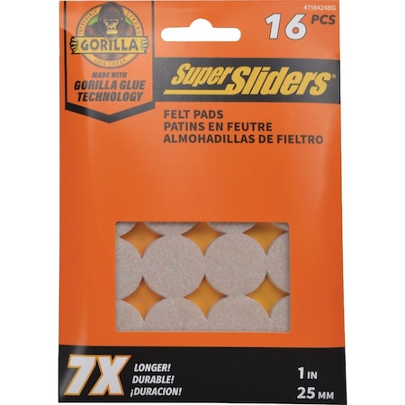 Gorilla Glue Super Sliders 1'' Beige Felt Pad, 16-Piece 4718424BG
