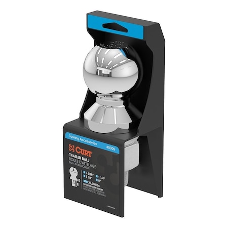 Curt Trailer Ball, 2-5/16 in Dia Ball, 1-1/4 in Dia Shank, 20,000 lb Gross Towing, 450 ft-lb Tongue Load 40009