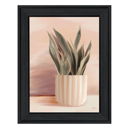 Homeroots Striped Bohemian Plant Black Framed Print Wall Art 530130