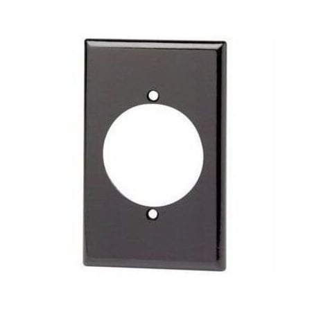 Leviton Receptacle Wallplate, Midway Size, Gang 1, Black 80528-BLK