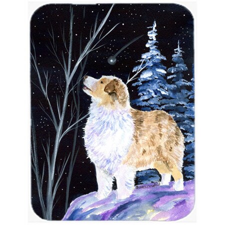 Carolines Treasures Starry Night Australian Shepherd Glass Cutting Board- Large SS8367LCB