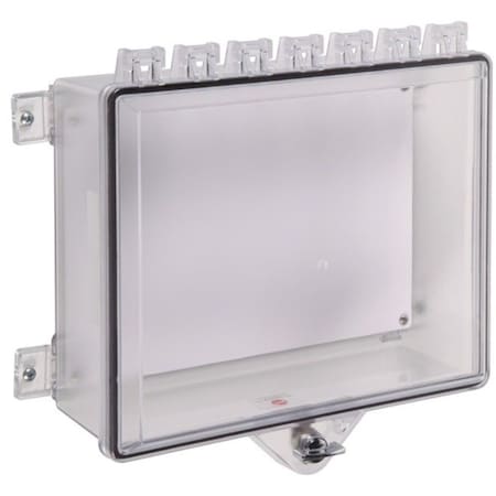 Safety Technology International Protective Cabinet, Polycarbonate, Surface Mount, 10 7/8 in W x 8 7/8 in H x 3 5/8 in D, Clear STI-7521