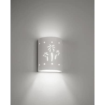 Luxury Lighting Mirage Flats 8.5 in Ceramic Outdoor Wall Light, Palm Tree Cutouts, Paintable White Bisque Finish, 2PK (2) 100-22B-W-ud-7-17