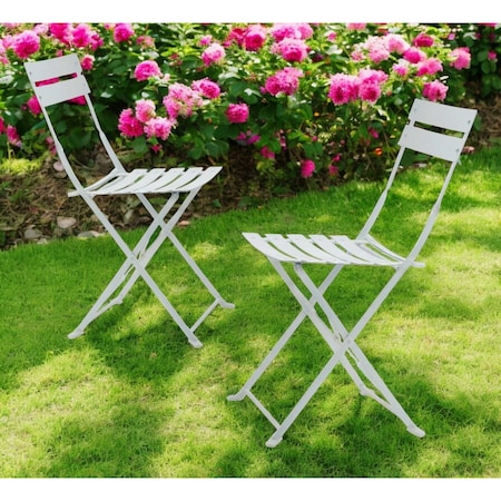 Homeroots Set of Two White Aluminum Outdoor Folding Dining Chairs 606526