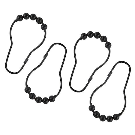 Simple Spaces Roller Ball Shower Curtain Hook Set, Steel, Matte, 1-1/2 in W, 2-7/8 in H SD-BH-BK