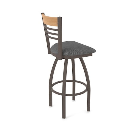 Holland Bar Stool Co Eleanor 30in Swivel Bar Stool with Bronze Finish, Medium Back and Graph Coal Seat 880