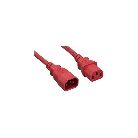 Cable Wholesale Computer / Monitor Power Extension Cord, Red, C13 to C14, 10 Amp, 4 foot 10W1-02204RD