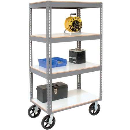 Global Industrial Boltless Shelf Truck w/4 Shelves and Rubber Casters, 48"L x 24"W x 68"H, Gray 330423