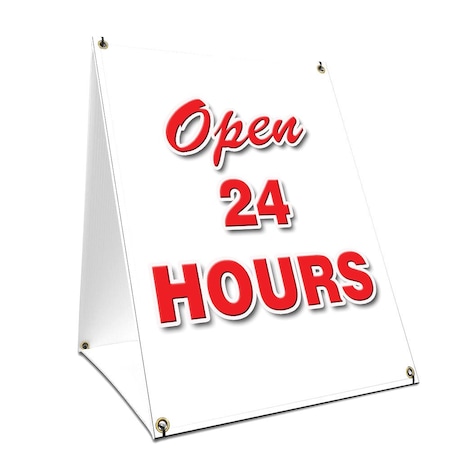 Signmission Open 24 Hours, 24 Inch x 18 Inch A-frame Yard Sign, Plastic Sign SBC-1824-Open 24 Hours
