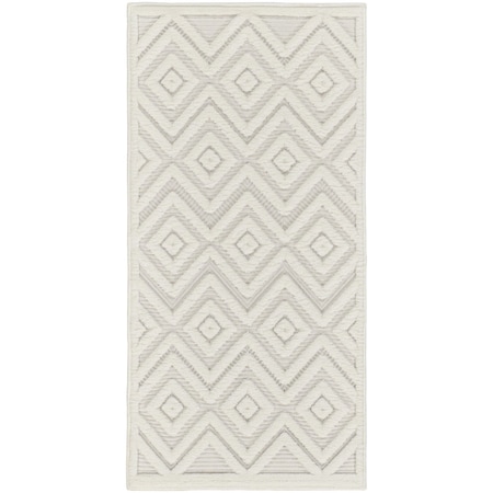 Homeroots 3' X 5' Ivory And White Geometric Indoor Outdoor Area Rug 556268