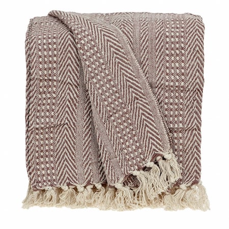Homeroots Brown and Beige Woven Herringbone Handloomed Throw 476203