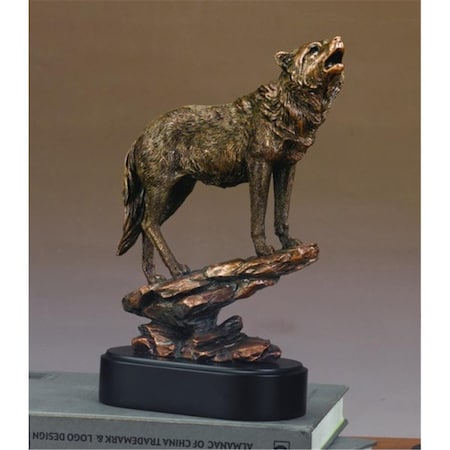 Dwellingdesigns F Wolf On Incline Bronze Plated Resin Sculpture DW3613100