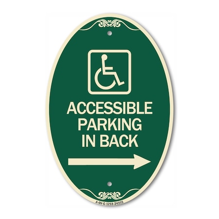 Signmission Accessible Parking on Right Arrow With Graph, 12 In X 18 In Architectural, Heavy Gauge Aluminum A-OV-G-1218-24355