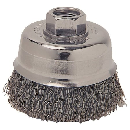 Weiler Wire Cup Brush, 5 in Dia, 5/8-11 Arbor/Shank, Carbon Steel Bristle 36061