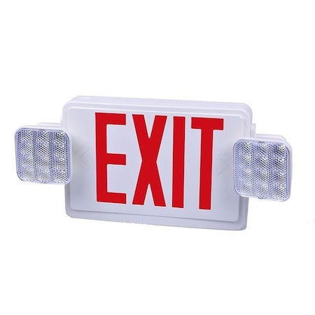 Westgate All LED Exit/Emergency Light Combo, Sgl/Dbl Face, Red Letters White Housing, 120/277V, 3.2W XT-CL-RW-EM