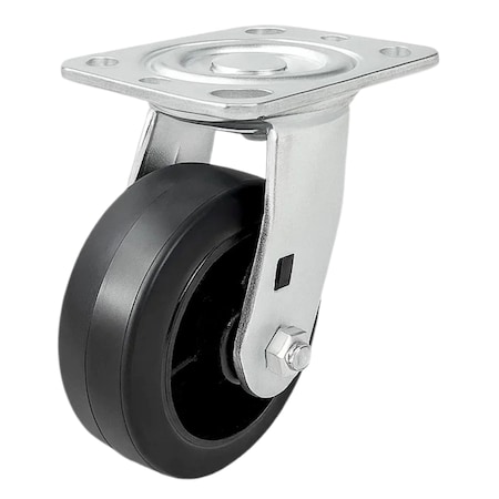 Hyw Products Heavy Duty Caster 5in Rubber on Cast Iron Wheel, Swivel 40-50S-A1-RC