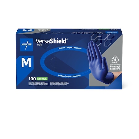 Medline VersaShield Textured Powder-Free Nitrile Exam Gloves, Size M, 1000PK VS311M