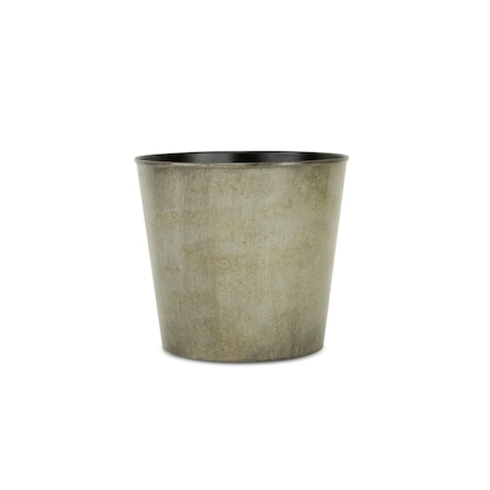 Homeroots 9in Gray Recycled Plastic Indoor Outdoor Round Pot Planter 488201