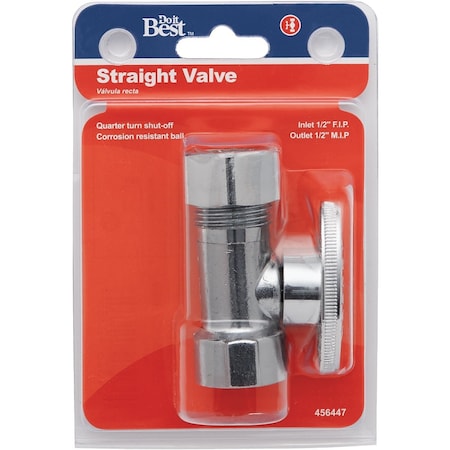 Do It Best 1/2'' FIP x 7/16'' OD or 1/2'' OD Quarter Turn Straight Valve DIB57PCLF