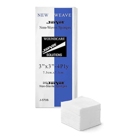 Jorgensen Laboratories Jorvet Non-Woven Sponge Gauze, 3"x3", 4-ply, J0570C, 4000PK J0570B