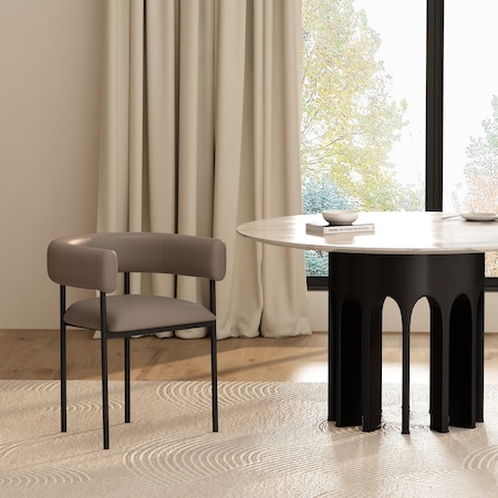 Manhattan Comfort Onda Metal Vegan Leather Dining Chair in Taupe DC1608-2