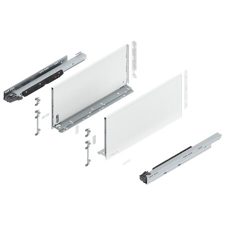 Blum 20in. F Height Legrabox Silk White Drawer Set, 170 Lbs Weight Rating 773F50SOS