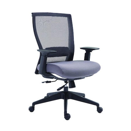 We'Re It Mia Series Square Mesh Back Adjustable Task Chair with Lumbar, Grey Seat and Black Frame EM5600-GRY