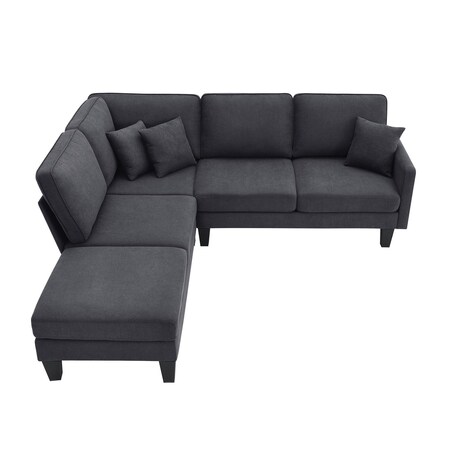 Homeroots 88" Gray Fabric Modular Sofa With Black Legs 568271