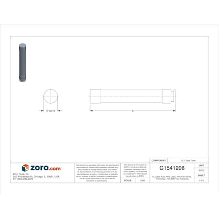 Eaton Bussmann UL Class Fuse, RK5 Class, Time-Delay, 15A, 600V AC, Indicating FRS-R-15ID