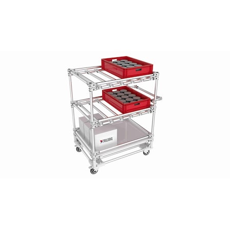Trilogiq 3-Level Closed Tubular Cart Including 1 Storage Level And Horizontal Hand Bar. 32A-5