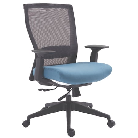 We'Re It Mia Series Square Mesh Back Adjustable Task Chair with Lumbar, Ocean Blue Seat and Black Frame EM5600-OCEAN