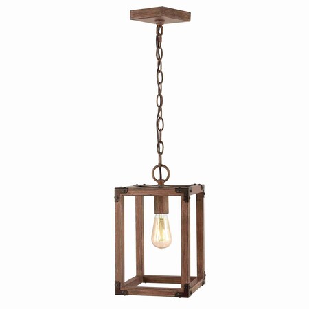Jonathan Y Magnolia 8.13" Adjustable Iron Rustic Farmhouse LED Pendant, Brown JYL7474A