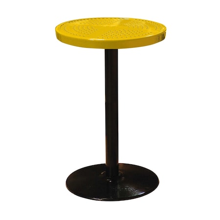 Leisure Craft 24" Round Perforated Pedestal Table, Portable, 40"H, Yellow 24TAB40-YELLOW
