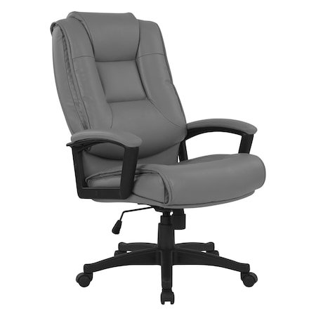 Office Star Products Exec Bonded Lthr Seating High Back Chair, Charcoal EC5162-EC42