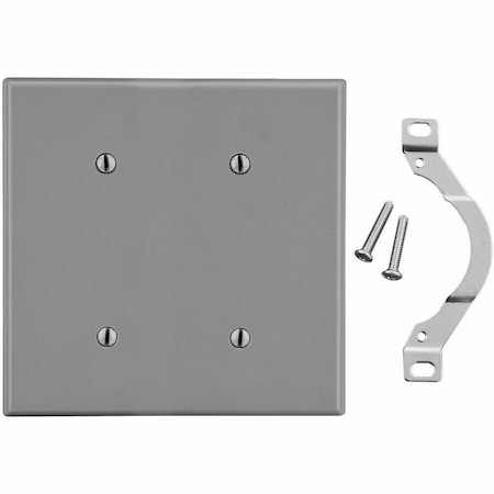 Hubbell Wiring Device-Kellems Wallplate, 2-Gang, 2 Strap Mount Blank, Gray P24GY